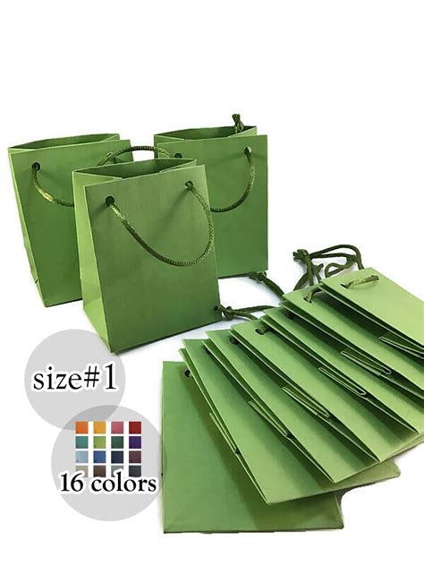 10 Mini Apple Green Paper Bags With Rope Handles Matte Paper Gift Bags