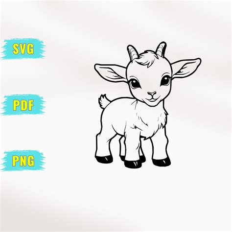 Cute Baby Goat SVG, Goat Outline Vector, Goat Svg Cut File, Goat ...