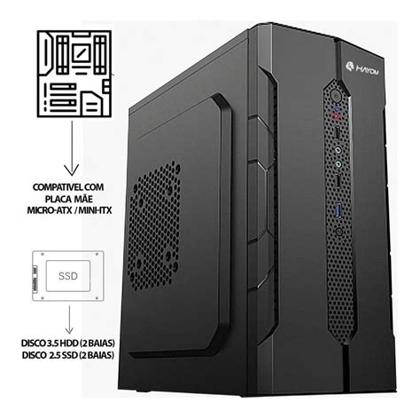 Gabinete Office Hayom Gb1720 Micro Atx Escritório Home C Nf AletrôniX