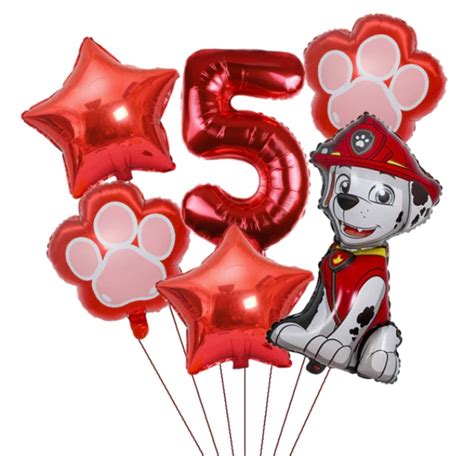 ZESTAW 6 BALONÓW BALONY PSI PAW PATROL 5 LAT URODZINY ŁAPKI PIESEK