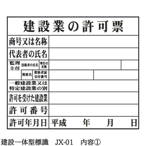 【建設一体型標識 Jx 01】 壁貼りタイプ Pp製 建設業の許可票 労災保険関係成立票 作業主任者一覧表 作業主任者の職務