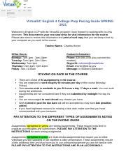 Eng4CP PacingGuide Spring2021 Odt VirtualSC English 4 College Prep