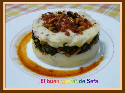 El Buen Yantar De Sefa Espinacas Con Pi Ones Sobrasada Y Pur De Patata