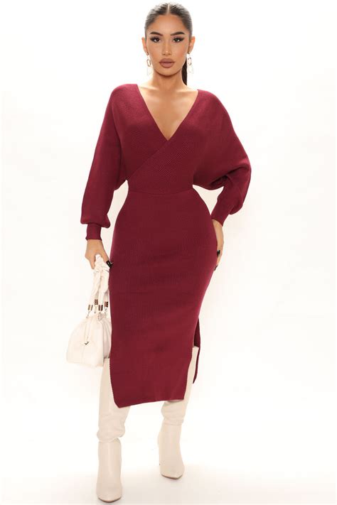 Mona Sweater Midi Dress Magenta Fashion Nova Dresses Fashion Nova