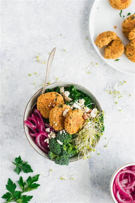 Baked Sweet Potato Falafel Nourish Bowl Grain Free Vegetarian Well