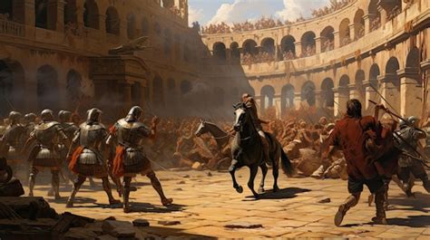 Premium Photo Roman Gladiators Fighting In A Colosseum