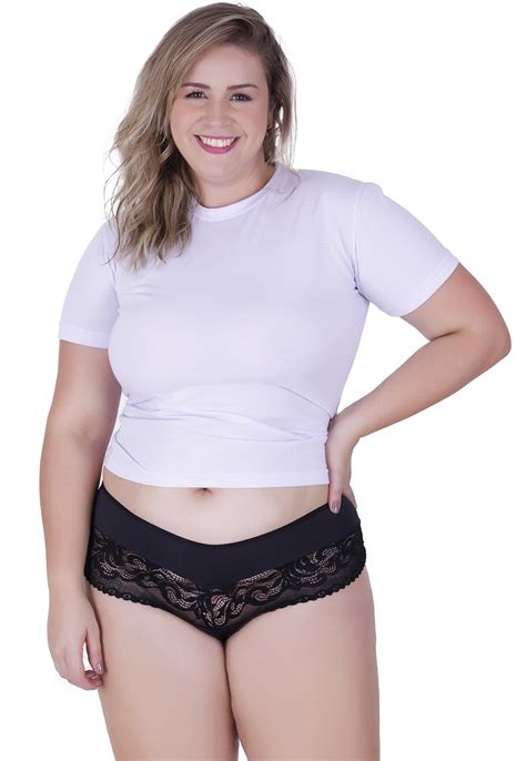 Calcinha Graça Plus Size Microfibra Concept Lingerie Preto Preto