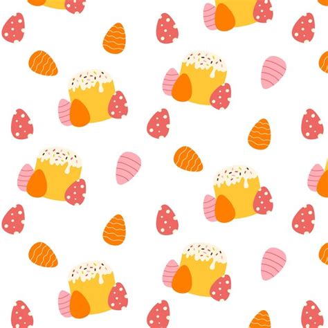 Premium Vector Seamless Easter Pattern With Easter Cake And Eggs