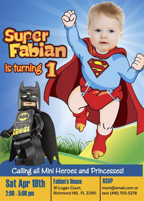 Superman birthday invitation superman theme party superman digital ...