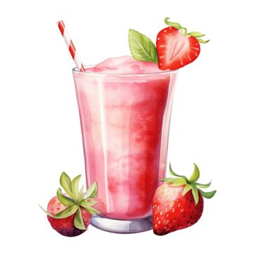 Watercolor Smoothie Strawberry Clip Art Watercolor Hand Painted Clip