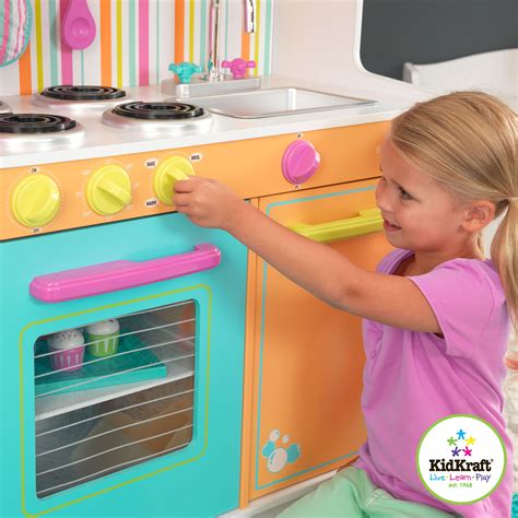 Wooden Deluxe Big And Bright Kitchen By Kidkraft Bright Kitchens