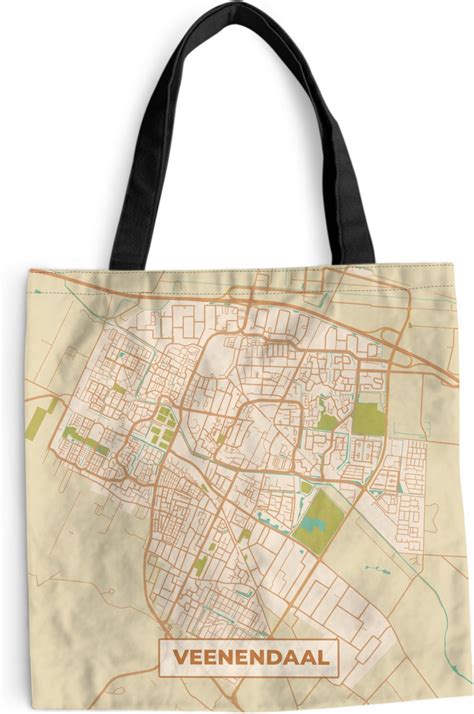 Schoudertas Strandtas Shopper Kaart Veenendaal Vintage 40x40