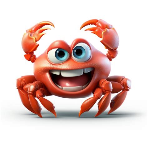 Premium Photo Realistic 3d Cartoon Crab With Big Eyes High Resolution