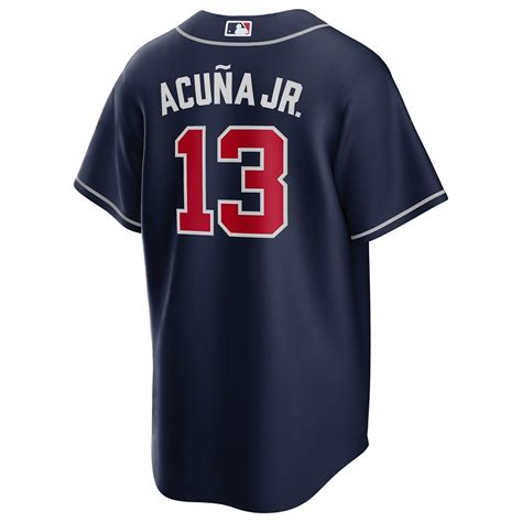 Nike Ronald Acuña Jr 13 Atlanta Braves Player Replica MLB Trikot Navy