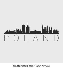 Poland City Skyline Silhouette Illustration Clip Stock Vector (Royalty ...