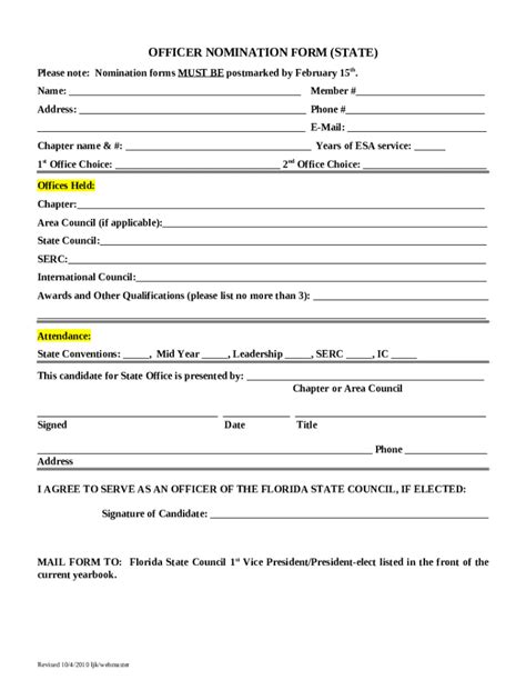 OFFICER NOMINATION STATE Doc Template PdfFiller