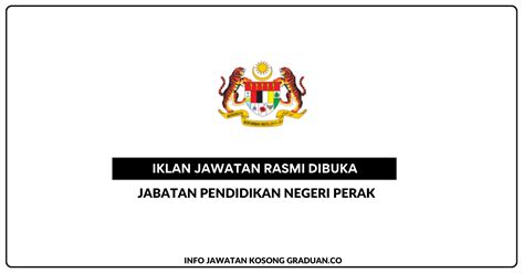 Permohonan Jawatan Kosong Jabatan Pendidikan Negeri Perak Portal