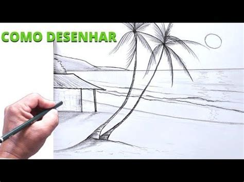 Como Desenhar Uma Paisagem Praia Para Iniciantes YouTube Paisagem