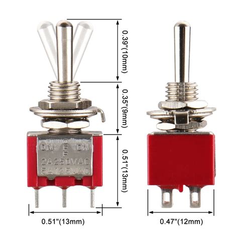 Toggle Switch MTS 223 DPDT Momentary ON Off ON 3 Files 6 Feet 5A