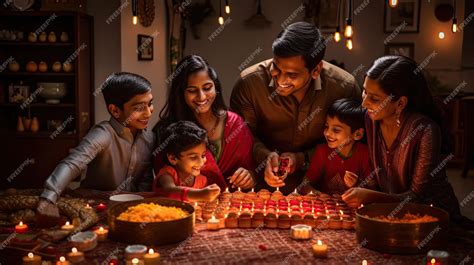 Premium AI Image | Happy Indian family celebrating diwali festival