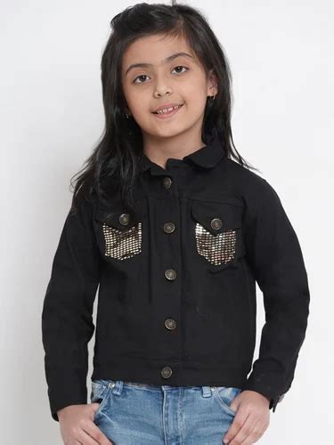 Girls Black Solid Denim Jacket at Rs 1167.00 | Ladies Denim Jackets ...