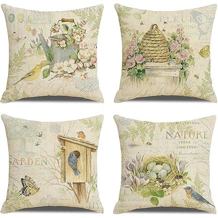 Asdcxz Floral Housse De Coussin X Cm Ensemble De Pi Ces Fleurs