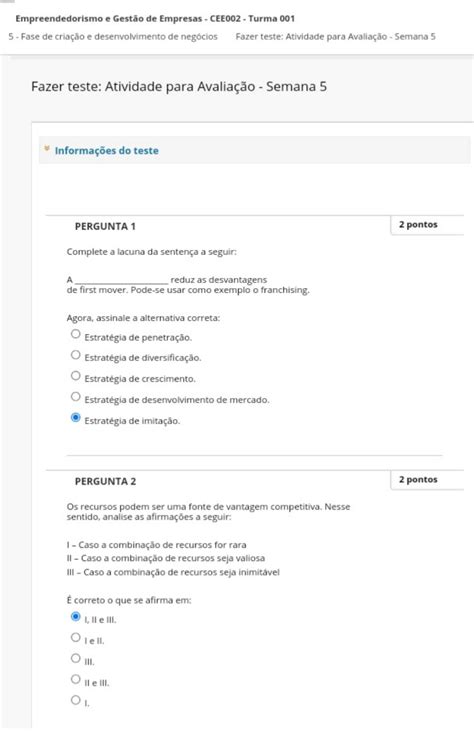 Nota 10 Univesp Atividade Para Avaliação Semana 4 Empreendedorismo