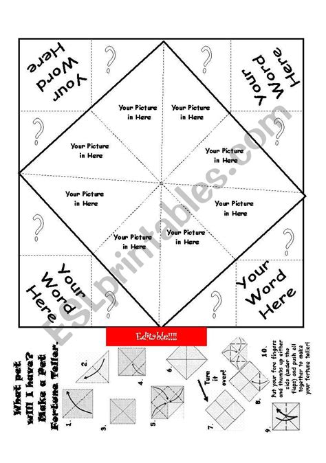 Blank Editable Fortune Teller Esl Worksheet By Elowe