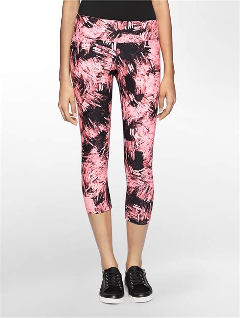 Calvin Klein White Label Performance Brushstroke Print Cropped Leggings