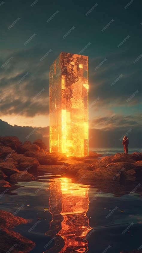 Premium AI Image | A digital painting of a man standing on a rock with a burning fire in the ...