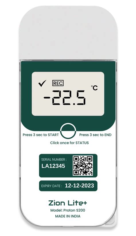 Zion Lite Plus LCD Single User Temperature Data Logger 1 5 X 3feet W X