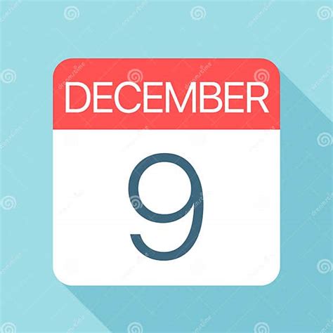 December 9 Calendar Icon Vector Illustration Of One Day Of Month