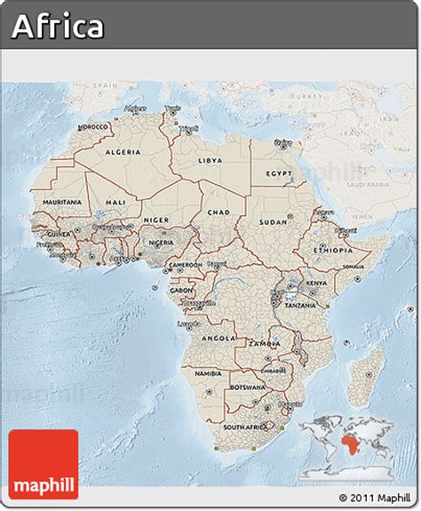 Free Shaded Relief 3D Map Of Africa Lighten