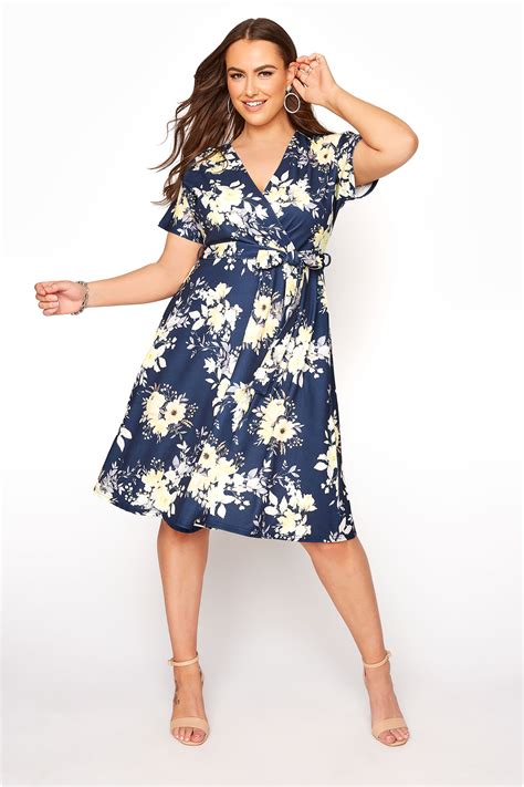 Yours London Navy Floral Skater Dress Yours Clothing