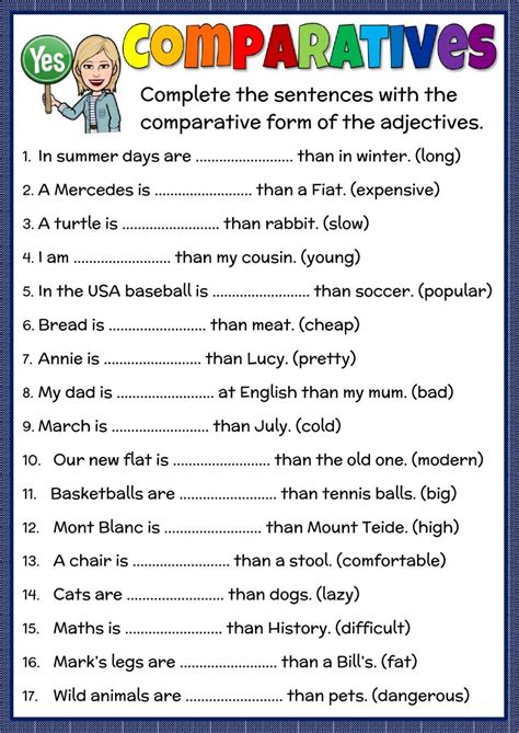 Esl Comparatives Speaking Worksheet