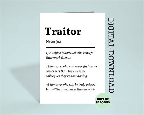 Traitor Definition Print at Home Leavingcard Digital Download print at ...