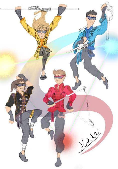 Old concept art of the team for my Jungle Fury AU, Casey, Jarrod, Theo