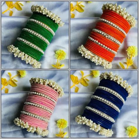 bangle velvet set  girls trendy gajra bangles set wedding
