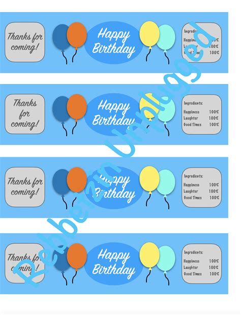 Happy Birthday Water Bottle Labels – Blue - rebbetzin unplugged