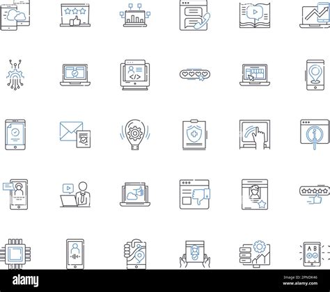 Cloud Computing Line Icons Collection Virtualization SaaS PaaS IaaS