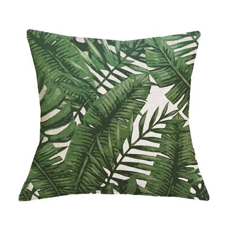 Tropical Plant Green Leaves 12 Pillow Cases | Linen pillow cases, Linen ...