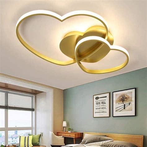 Gold Plafonnier Led Moderne Amour Coeur Design Plafond Chaud Romantique