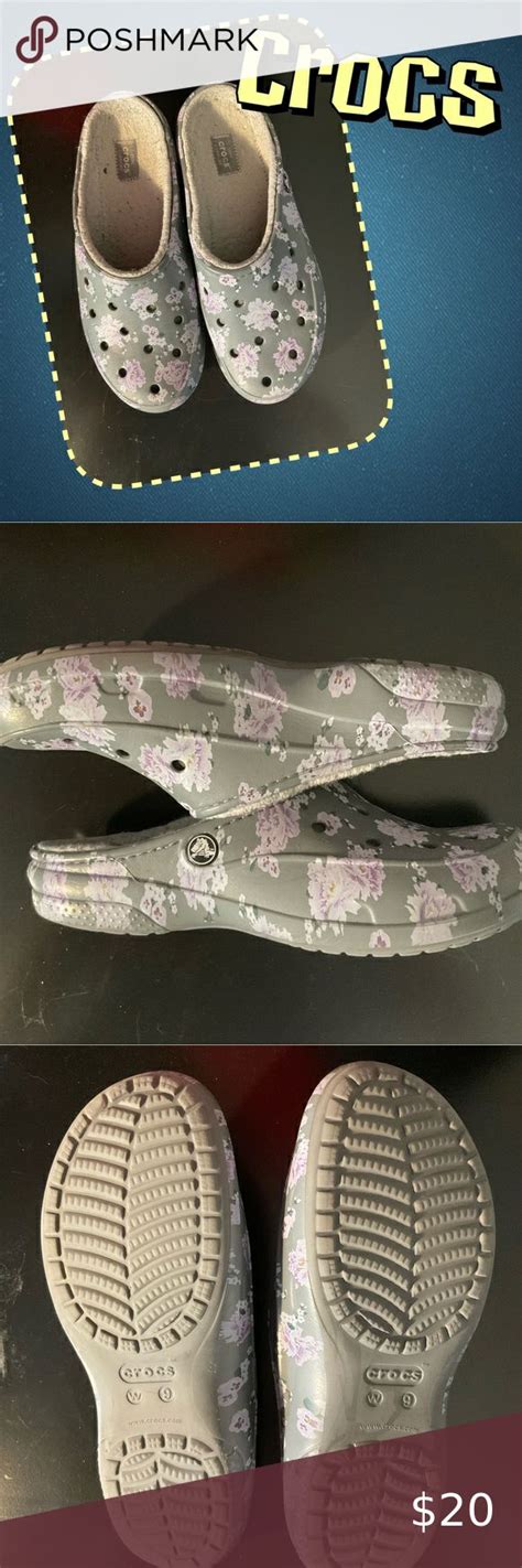 🆕Crocs Freesail Fleece Lined Crocs Shoes, Back Strap, Flower Patterns ...