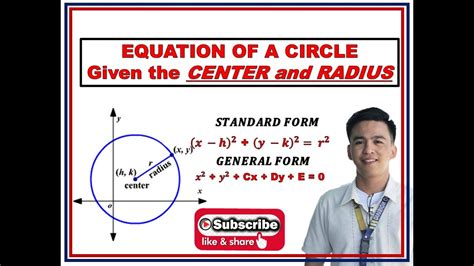 Finding The Equation Of The Circle Given The Center And Radius