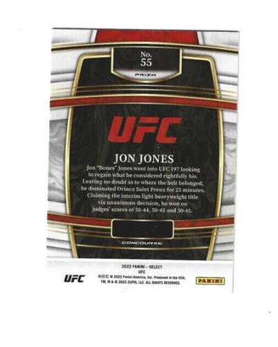 2022 Panini Select UFC Concourse Silver Prizm 55 Jon Jones For Sale