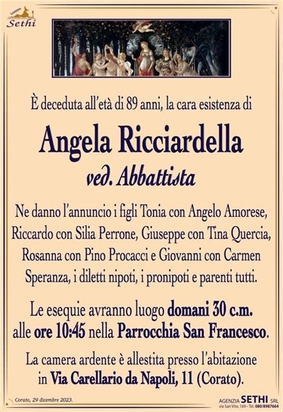 Angela Ricciardella Ved Abbattista Corato Necrologi Web