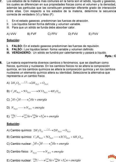 Materia Energia Y Cambios Ejercicios Resueltos De Quimica Basica Y Pre