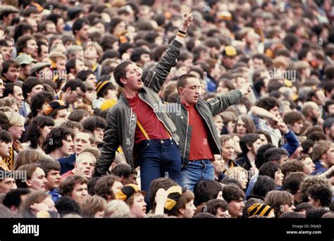 Football fans in crowd at Hillsborough 1981 Spurs v Wolves FA Cup semi ...