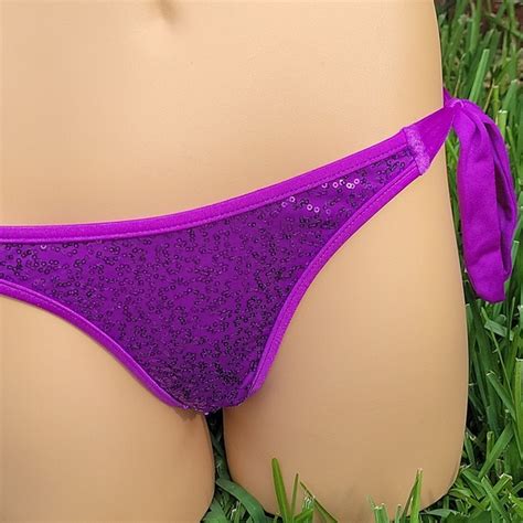 Venus Swim Venus Purple Sequin Push Up Triangle String Bikini Set D