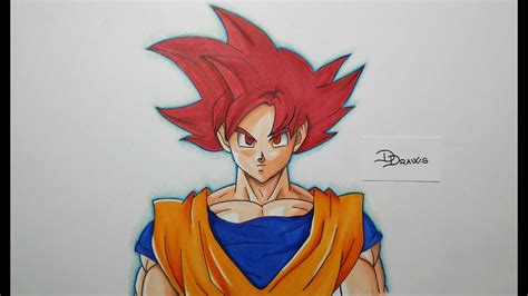 Speed Drawing Goku Ssj God Hd Ssj Youtube